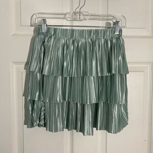 SHEIN mint green pleated tiered mini skirt